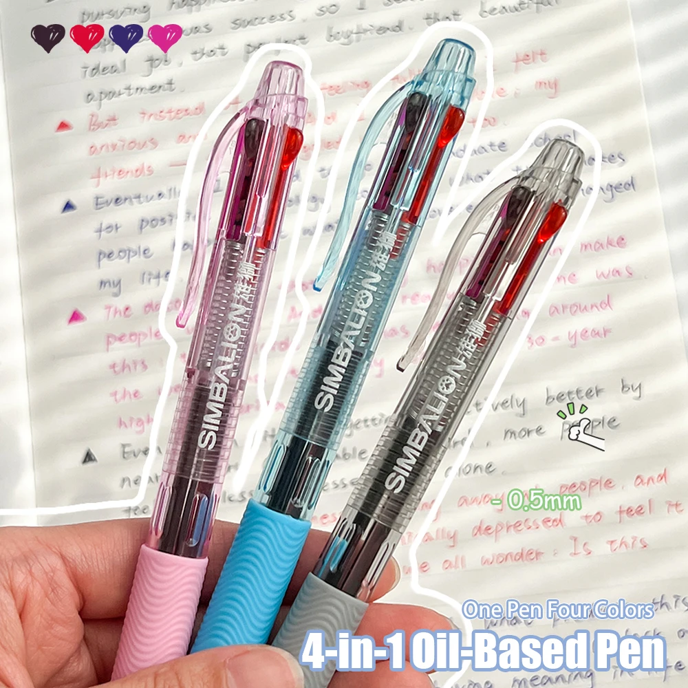 1/3 Pcs 4-in-1 Color Ballpoint Pen 0.5mm 4-Color Oil-Based Pen Creative Marker Pen Study & Office Supplies