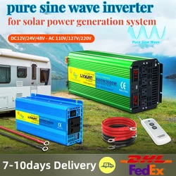 Inverter 2000W-8000W Pure Sine Wave Converter DC12V/24V/48V-AC110V 127V 220V Solar Power Inversor For Caravan Oudoor Travel