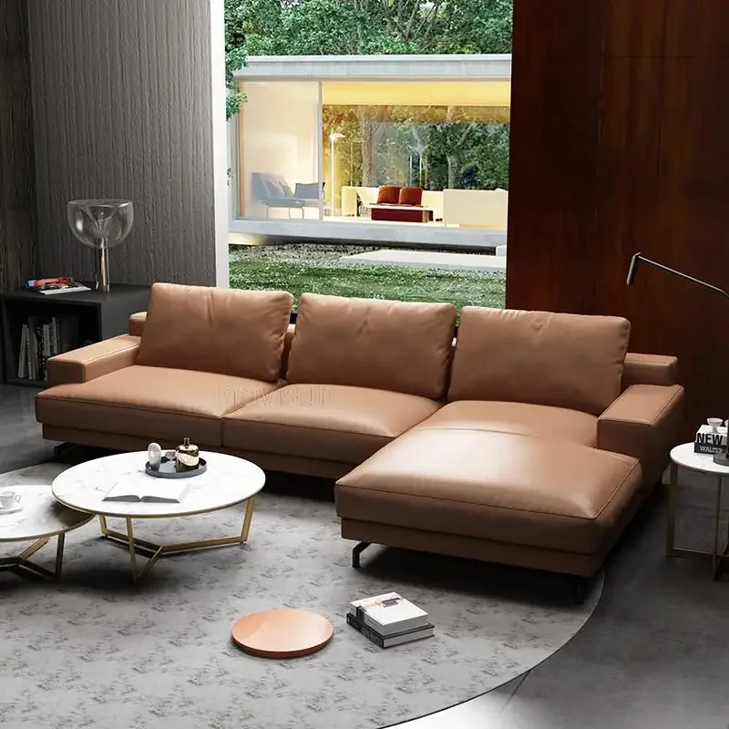 Modern living room furniture leather sofa custom color L shape high-end wedding dress hotel studio sofa large apartment