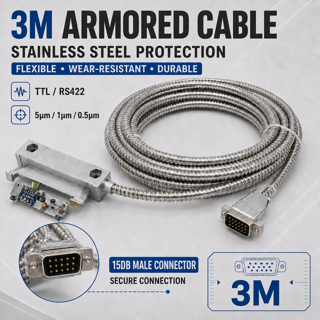 15DB PIN Reader Head for SINPO JCXE NTS FTN PWM DLS-W Optical Sensor with 3 Meter Cable