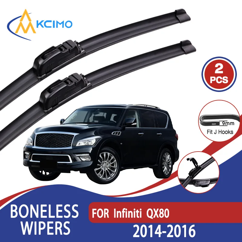 

For Infiniti QX80 2014-2016 Car Wiper U-type Soft Rubber Boneless Wiper HD Quiet Durable Automotive Wiper 24"+19"