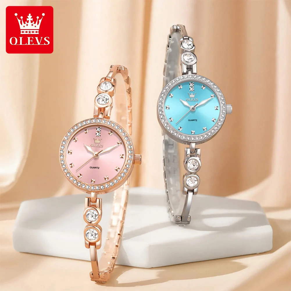 OLEVS 5670 Damenuhren, original, elegant, Quarzuhr, wasserdicht, leuchtend, Damen-Armbanduhr aus Edelstahl, Geschenkbox für Mädchen