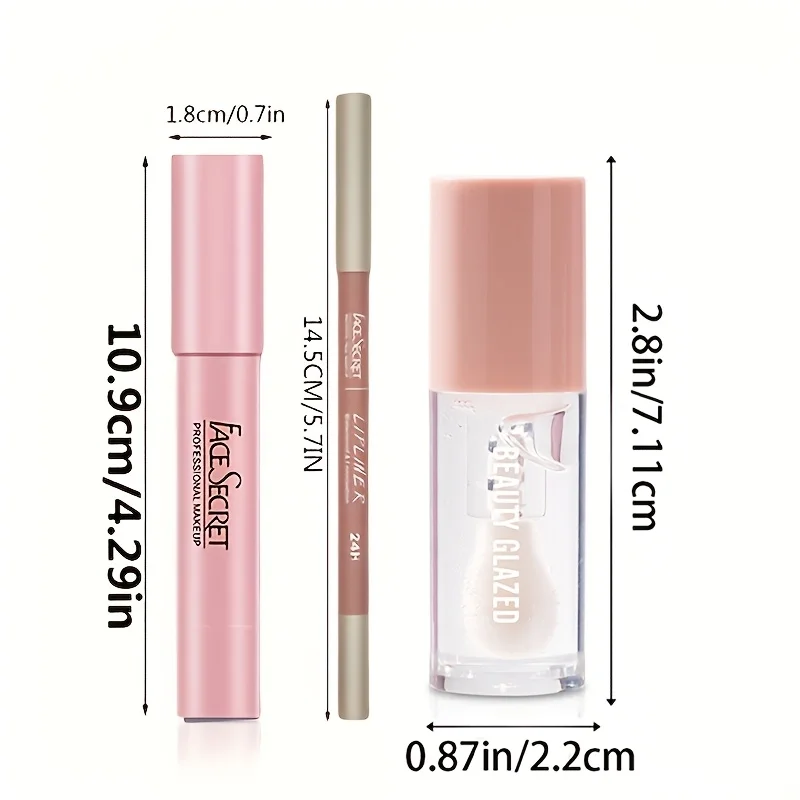 3 個のベルベットマット口紅 + リップライナー + リップオイルセット - 防水長持ちリップメイクアップセット