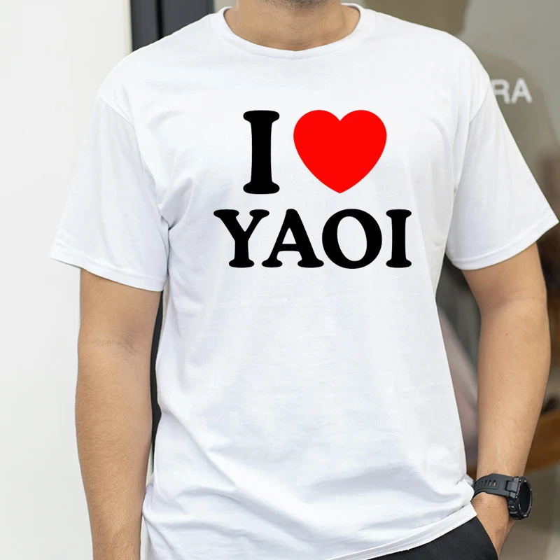 

Funny I Love Yaoi T-Shirt Men's Crew Neck Casual Cotton T-Shirt Short Sleeve Streetwear T-Shirt Birthday Gift Top tee