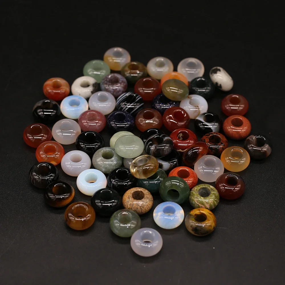 Wholesale 50PCS Natural Stone Agate Clear Quartz Large Hole Beads Pendant For Jewelry Making Necklace Accessories Charm Gift