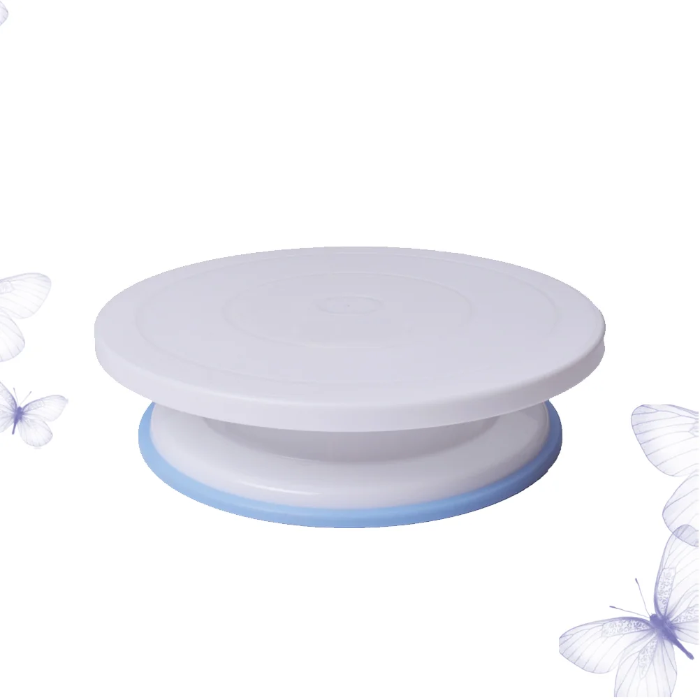 10 Inch PP Rotating Cake Turntable Anti-slip Revolving Cake Making Stand Platform Cake Decorating Workbench (Sky-blue)