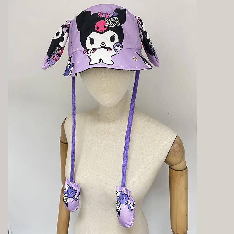 Anime Kuromi Stitch Eimer Hut mit springenden Ohren für Mädchen Jungen Airbag Moving Ear Cosplay Hüte Halloween Geburtstagsgeschenke