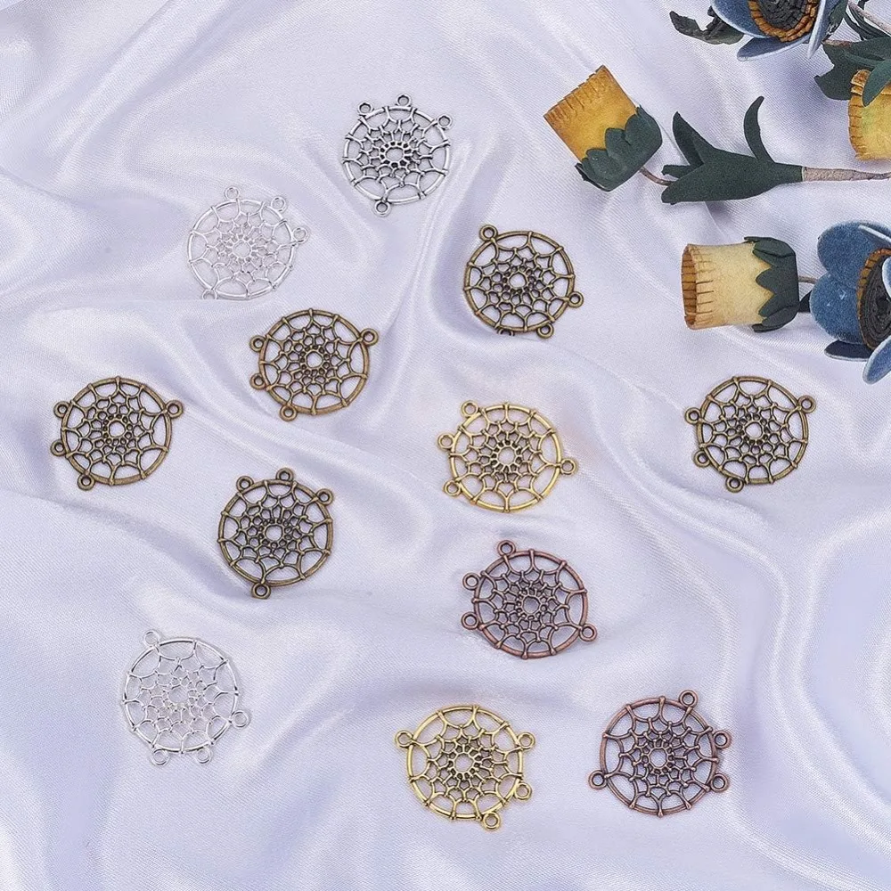 40Pcs 5 Color Dream Catcher Connectors Charms Pendants 34x28mm Style Chandelier Components Links for DIY Dangle Earring view 5
