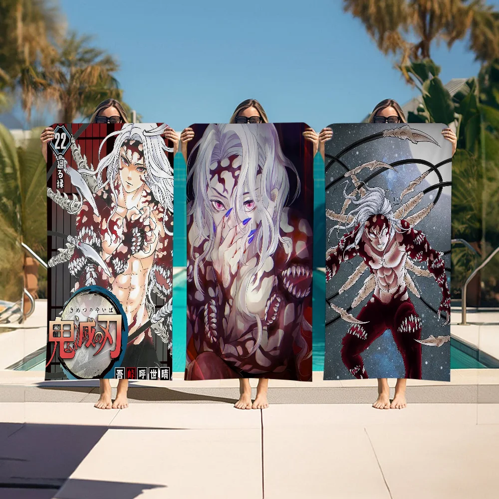 

D-Demon S-Slayer Kibutsuji Muzan Bath Towel Microfiber Soft Water Absorbing Breathable For Kids Decorative Cartoon Beach Towel