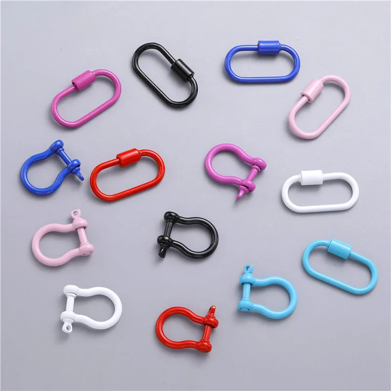 JUYA Jewelry Making Clasps Enamel Oval Shaped Lock Carabiner Smooth Copper Clasp DIY Necklace Bracelet Jewelry Findings