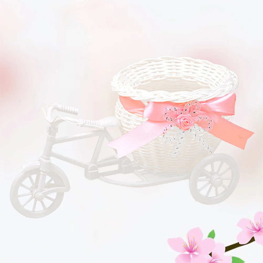 الوردي الصغيرة الروطان دراجة ثلاثية العجلات الديكور DIY الدراجة زهرة حامل النبات لأحداث غرفة النوم النثار الحلوى عرض زخرفة الحرفية