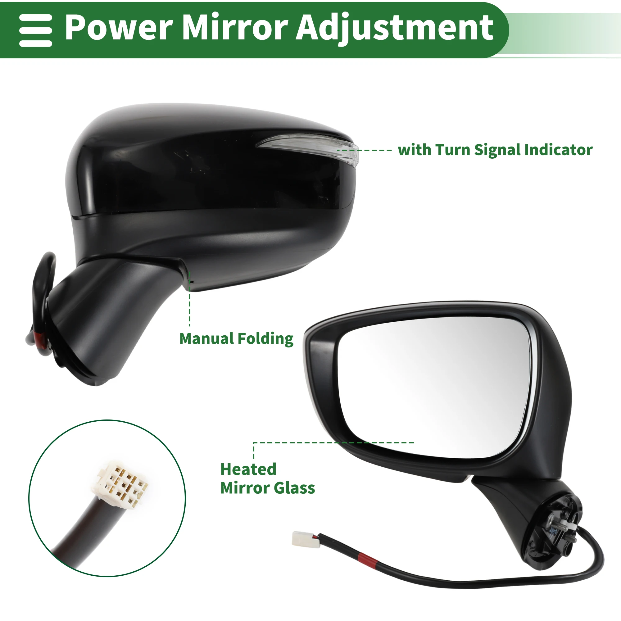 

UXCELL Left Side Door Mirror Replace for MAZDA CX-5 2015-2016 Manual Folding Black