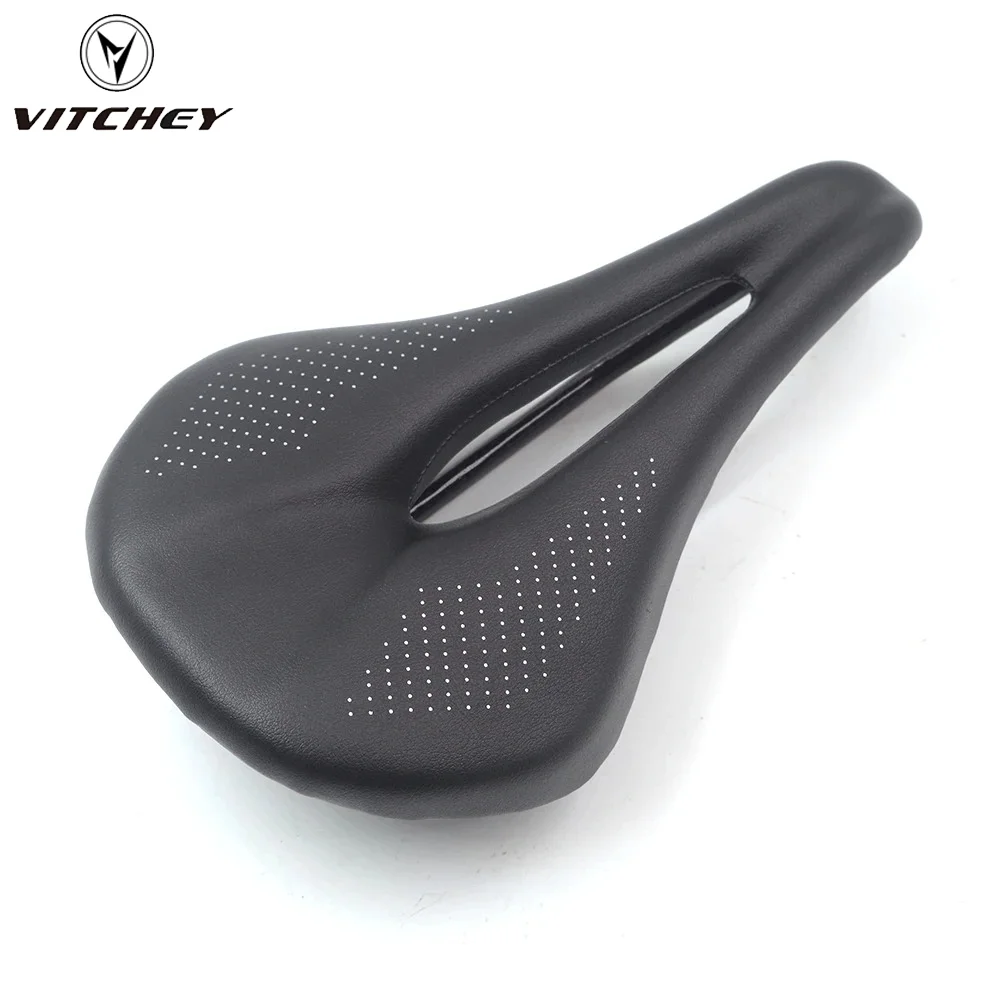 Vitchey Carbon Saddle MTB/Road Bike saddle Super Light Leather Carbon Cushions 143 155mm saddle