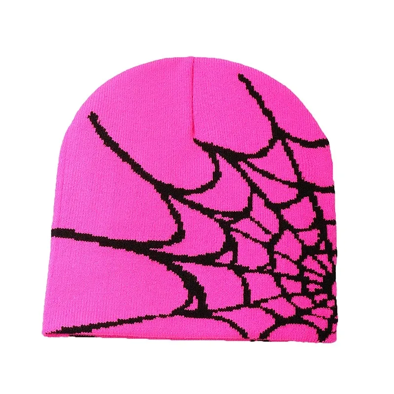 2023 New Goth Spider Web Jacquard Beanie Caps Y2K Knitted Warm Hip Hop Unisex Elastic Knit Hat Skull Cap For Women Men