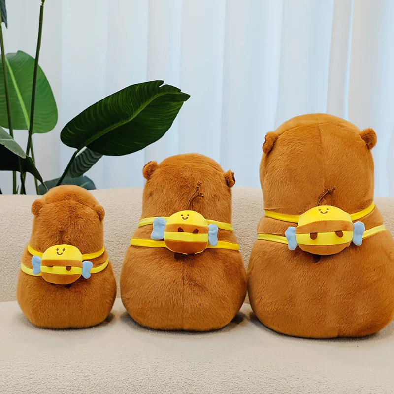 Kawaii Capybara abeille en peluche poupée en peluche dessin animé sac à dos grand peluche mignon pour enfants anniversaire cadeau de noël drôle jouet ludique
