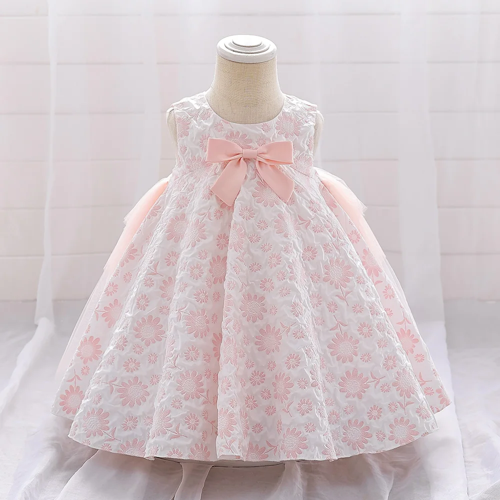 

MQATZ Baby Girl Clothes Sequined Bow Layer 1 Year Kids Tutu Newborn Christening Princess Toddler Birthday Children Summer Dress