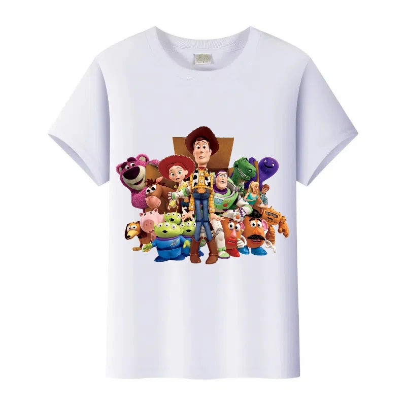

Cute Disney Women Tshirt Cartoon Toy Story Friends Graphic Kids t-shirt Ladies Tees Men White Tops Loose Girl Family Blouse Gift