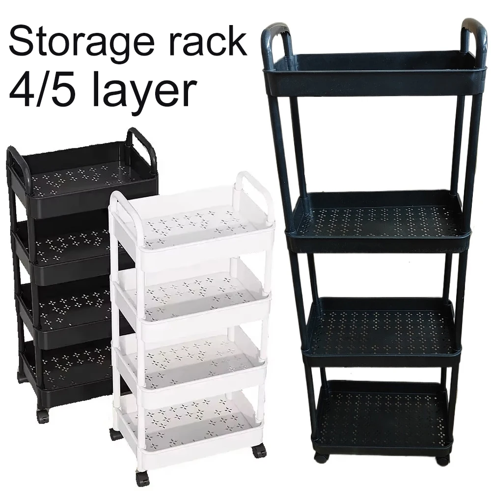 Carro pequeño multicapa para el hogar, estante de almacenamiento de suelo a suelo, cocina, dormitorio, baño, estante de almacenamiento con ruedas