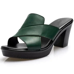 Summer 2023 New Designer Women's Sandals and Slippers Thick Heel Mother High-heeled Casual Women Platform Sandal Footwear