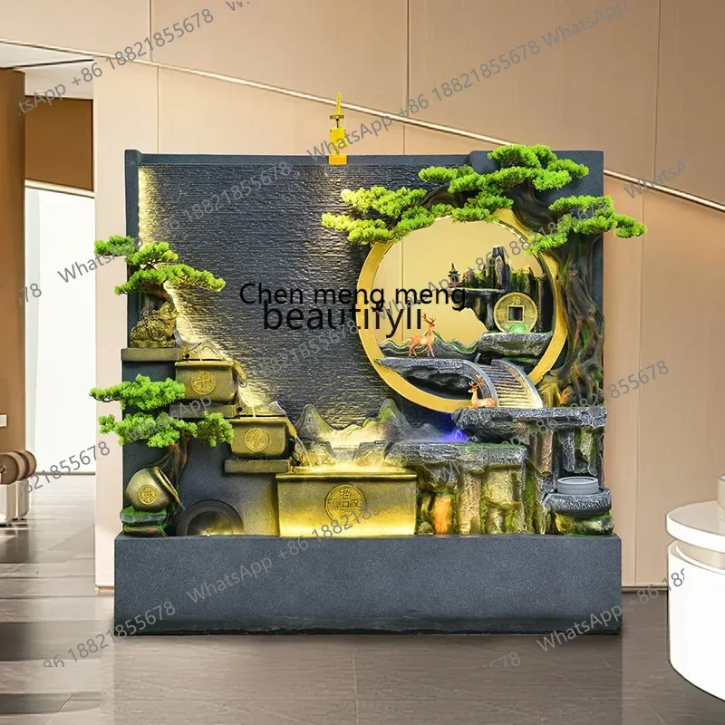 X  Chinese water curtain wall, fish pond rockery, circulating water landscaping, courtyard screen floor ornament