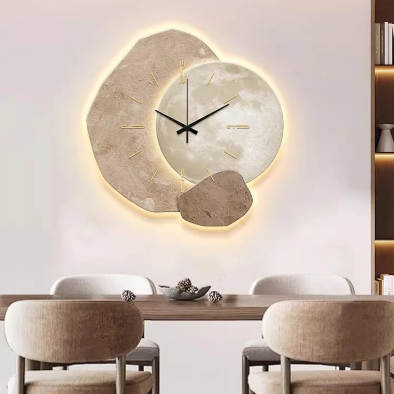 

Modern Decoration Lucky stone Restaurant Clock Wall Clock Living Room Modern Simple New High end Silent Home Clock Wall Hanging