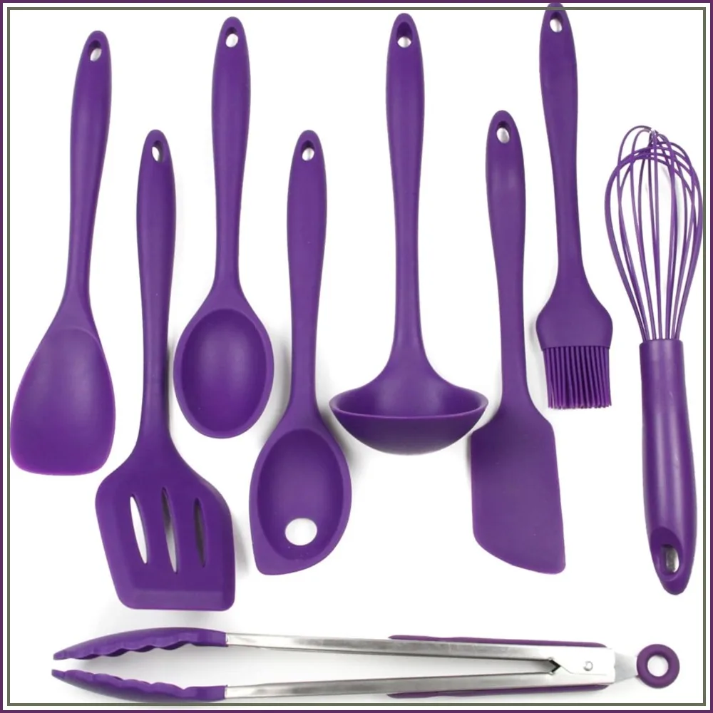 

Premium Silicone Kitchen Tool Set, 9 Piece, Purple