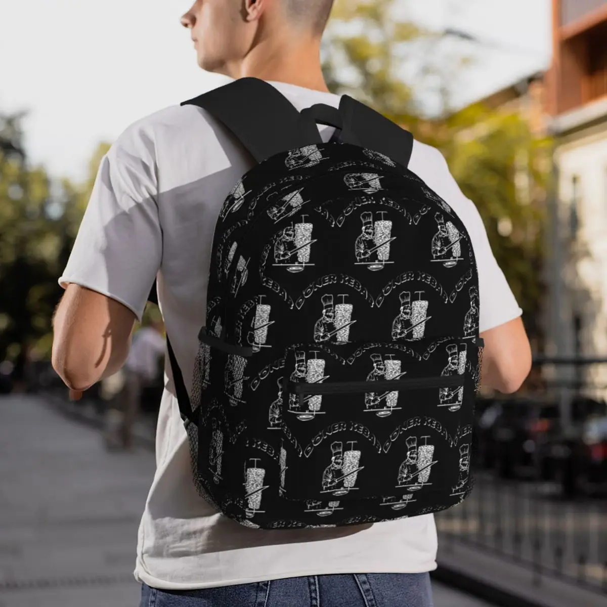 

Doner Kebab White Backpack Daypack Large Capacity Children BookBag School Bag Shoulder Bags for Men Women