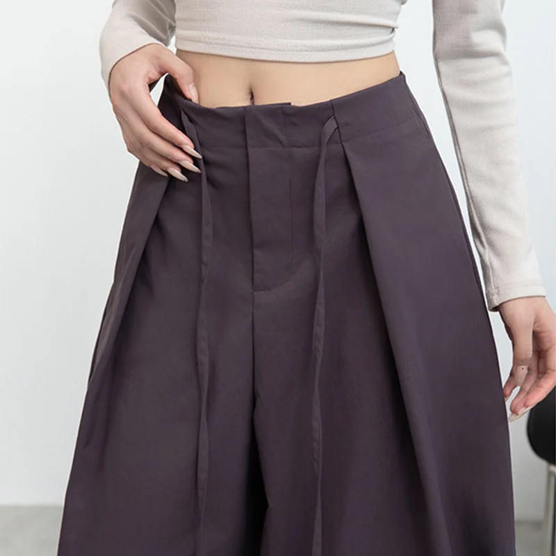 Hip Hop Oversized Pants Women Japanese Harajuku Baggy Wide Leg Pant Woman Autumn Winter Chic Lace-Up Lazy Style Pleated Trousers - Image 2