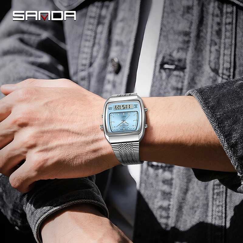 SANDA 3393 Men's Electronic Quartz Watch Fashion Multifunction