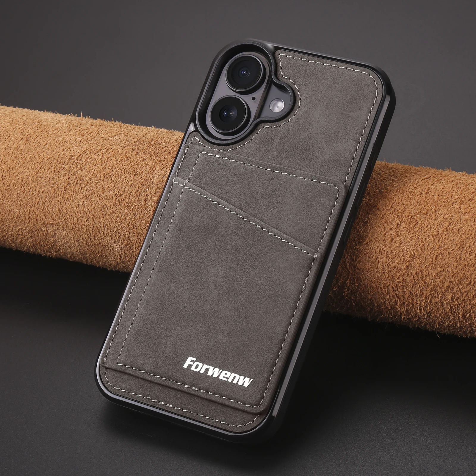 Business Flip Lederhülle für iPhone 18 17 Air 16E 17E 16 15 14 13 12 11 Pro Max Plus Mini mit integrierter Kartenfunktion und Geldbörse – Detail 17