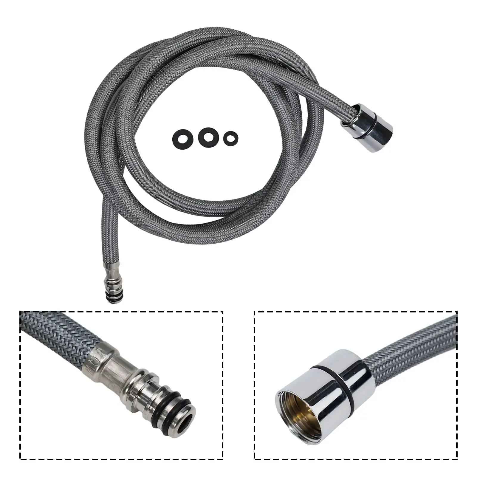 Bathroom Supplies Faucet Hose Hose Kit Bathroom Household Replacement Grey Metal Pull Down Pull Out Practical Brand New