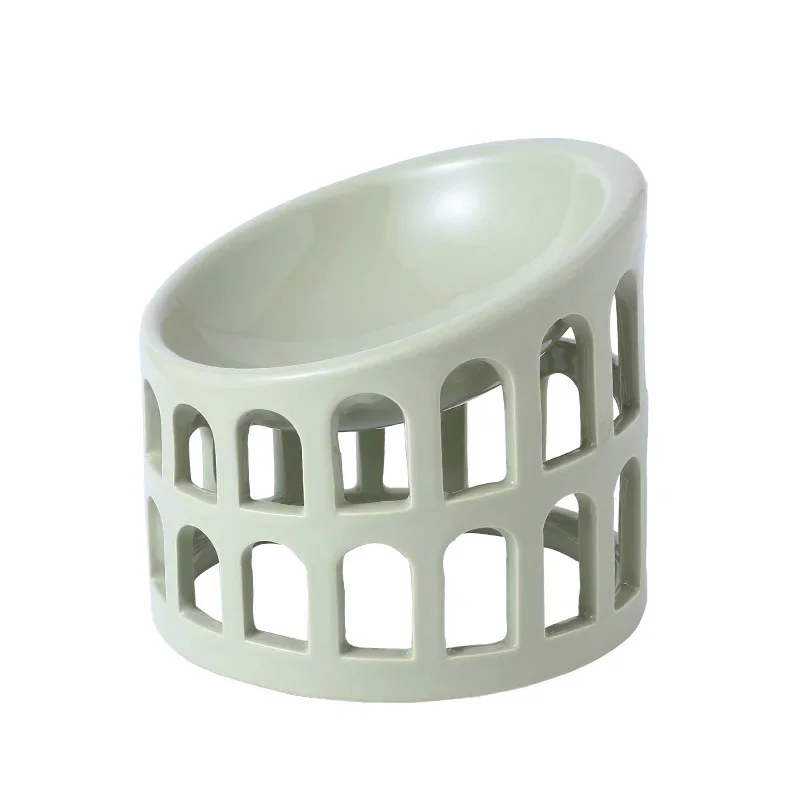 Ceramic High Foot Oblique Mouth Protection Cervical Spine Anti-Tumble Easy Cleaning Feeding Pet Supplies Dog Cat Bowl Kitty