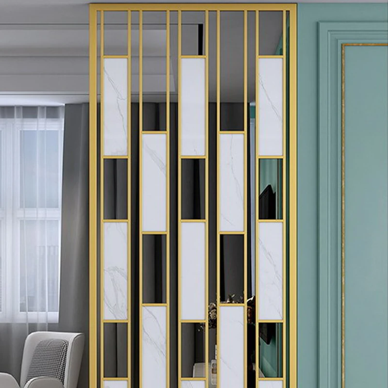 Custom interior design bedroom wall golden metal panels partition divider