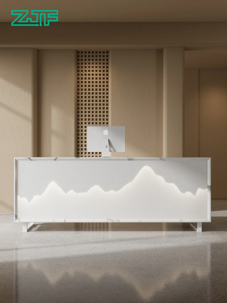 

Homestay reception desk, new Chinese minimalist modern service desk, stone luminescent cash register