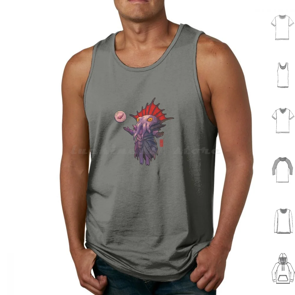 Mind Flayer Illithid Frog Art Tank Tops Vest Sleeveless Mindflayer Frog Illithid Amphibian Fantasy Crossover Whimsical