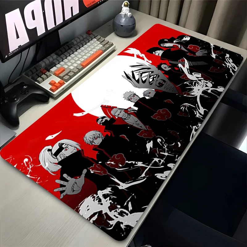 Großes XXL Mauspad für Computer-Gamer, Erweiterte Tastatur-Unterlage, Laptop-Schreibtischmatte, Naruto Aakatsuki Teppich, Gummi-Mauspads