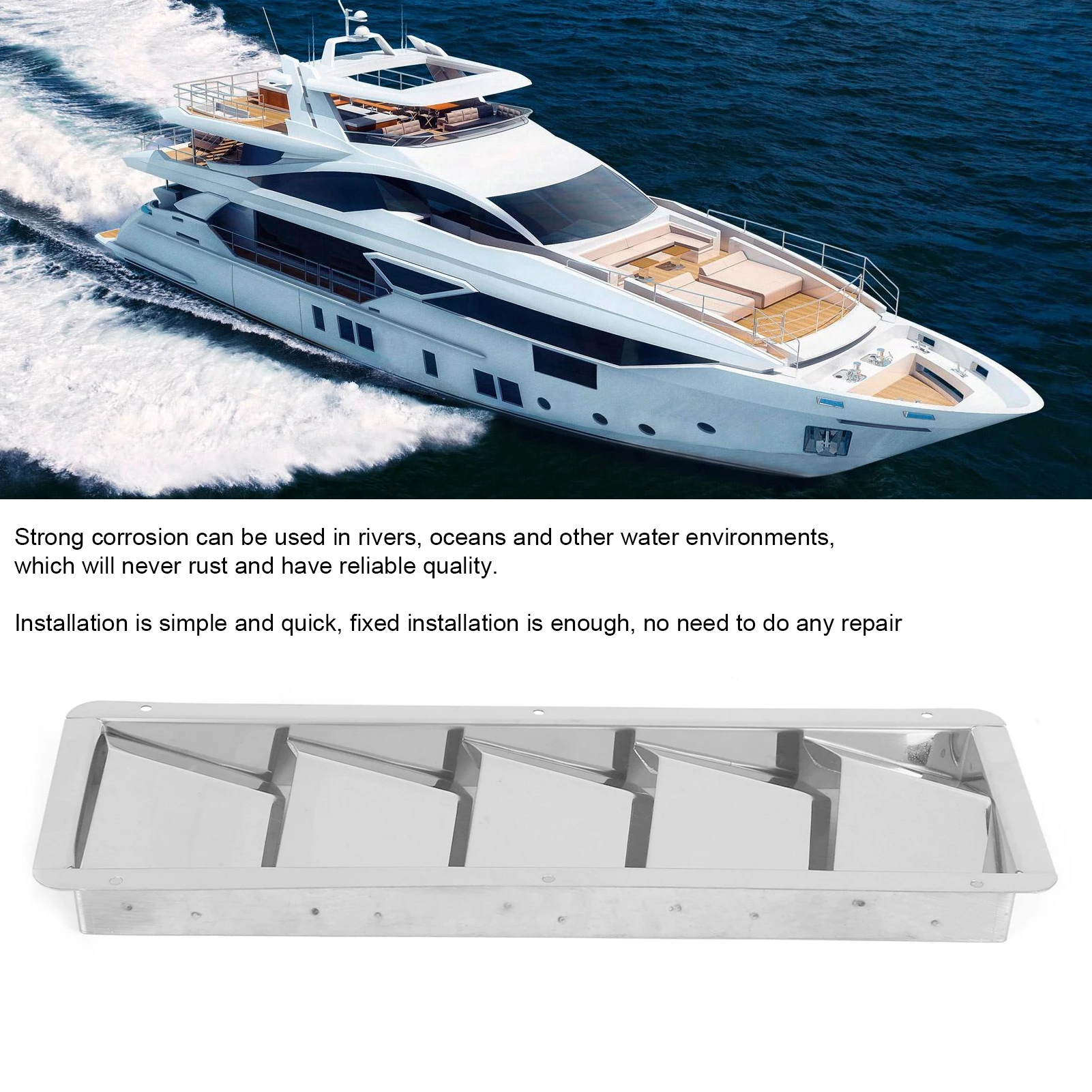 5 Slots Boat Louver Vent Rectangle Stainless Steel  Ventilation Grille Hardware Fitting Boat Louver Vent Boat Vent Grille