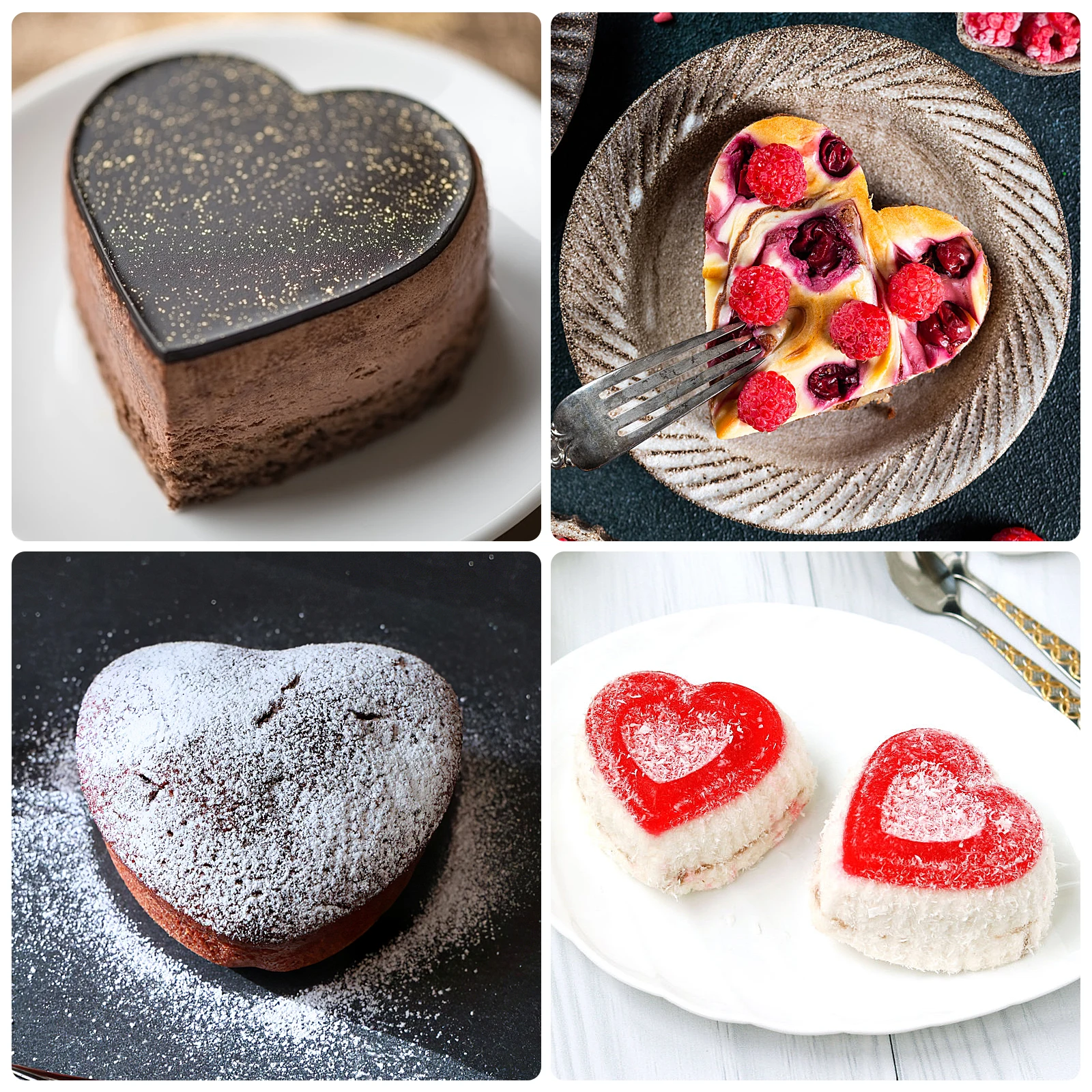 

2pcs Heart Shaped Cake Mold Premium Aluminum Alloy Detachable Bottom For Baking Mini Cheesecake Mousse Flan Non Stick Deep