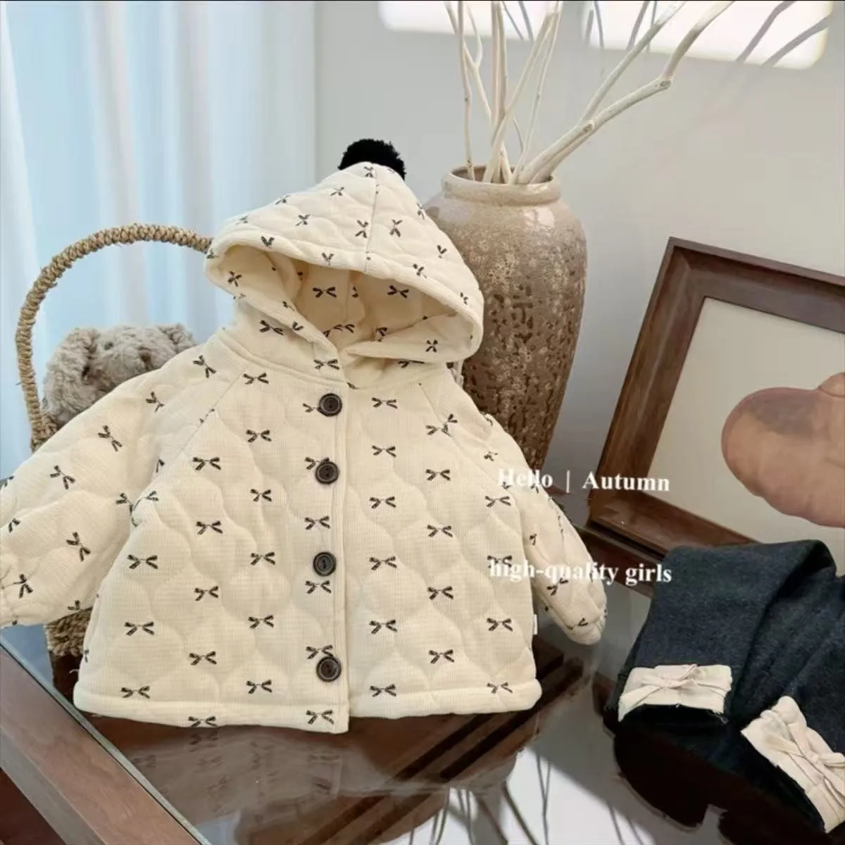 

Kids Girl Baby Coat Autumn And Winter 2025 New Style Children's Thick Hooded Jacket Cotton Clothes 80-130cm