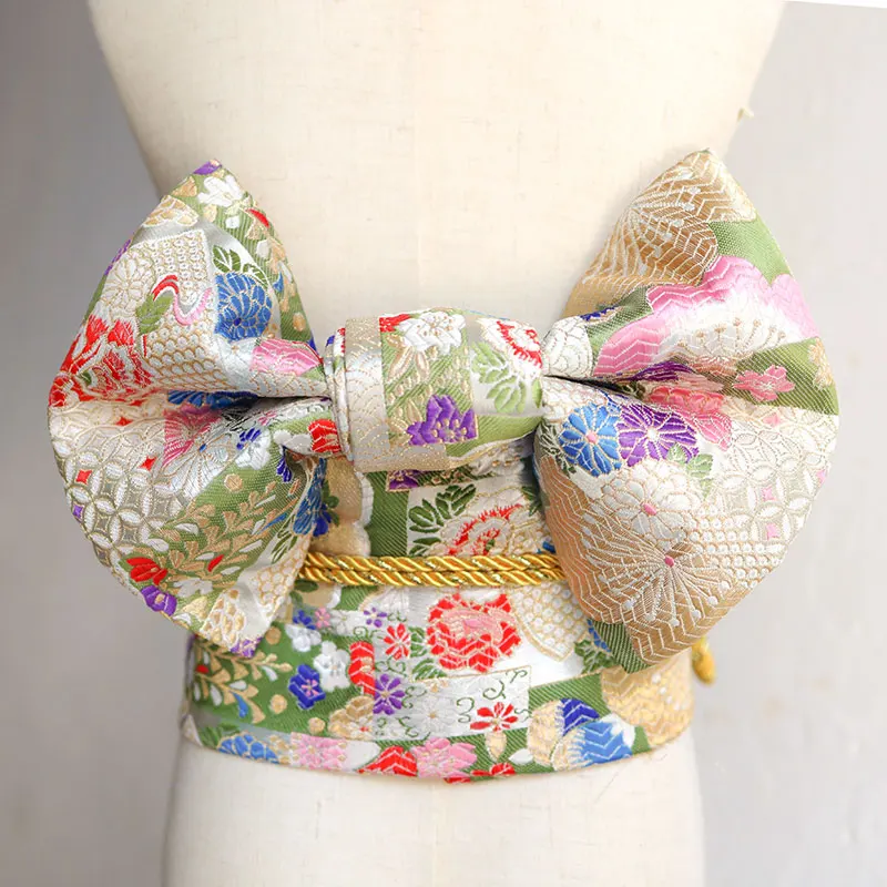 日本の着物ベルト女性ウエストベルト弓ガードルカラフルな-130-センチメートル伝統ジャカード