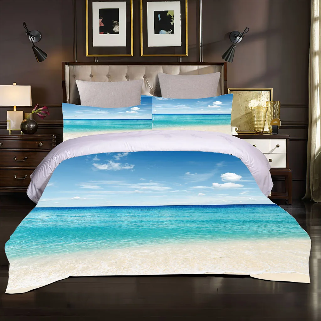 

Bedding Set Blue Ocean Sea 3D Quilt Duvet Cover Pillowcase Kids Bed Comfortable Bed Set Twin King Bedding Fashion