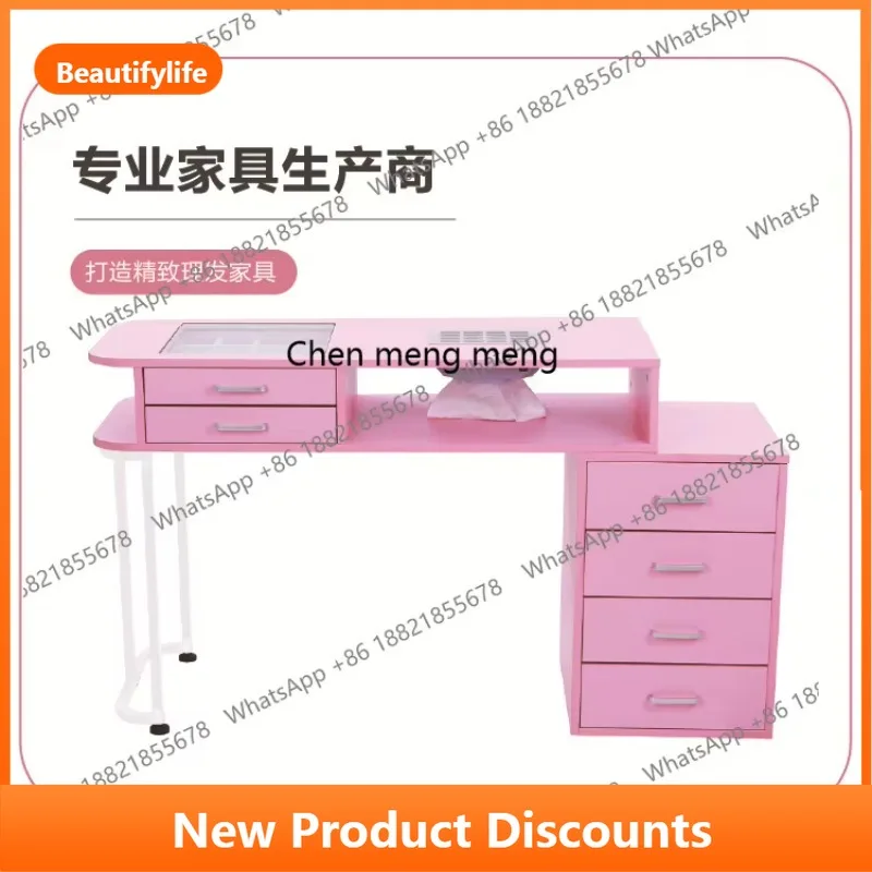 

A56 Маникюрный стол Розовый Маникюрный верстак с татуировкой и вышивкой Хранение клея для лака для ногтей Встроенный маникюрный стол