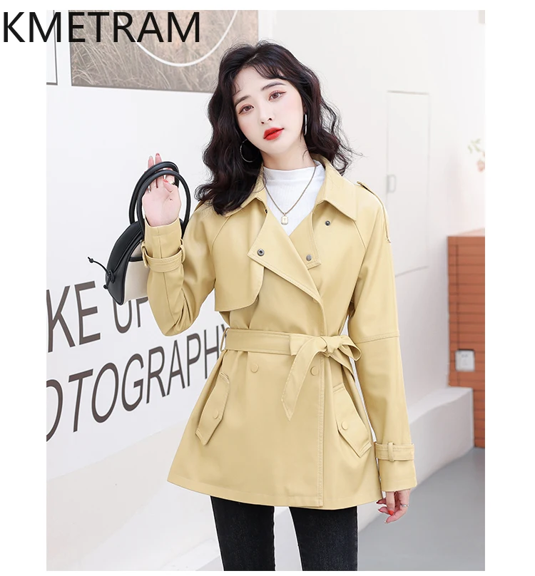 KMETRAM-Chaqueta corta De piel De oveja auténtica para mujer, abrigo suelto coreano, ropa De primavera y otoño