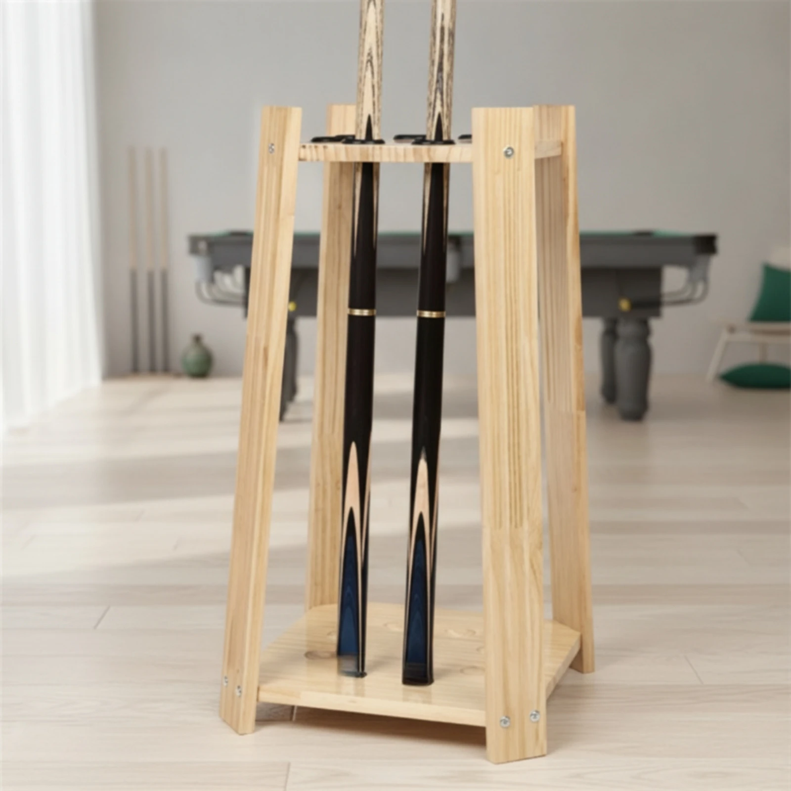 Billiard Cue Rack Solid Hardwood Pool Stick Holder Floor Stand Pool Cue Holder Stable Furniture Long-Lasting for Game Room view 4
