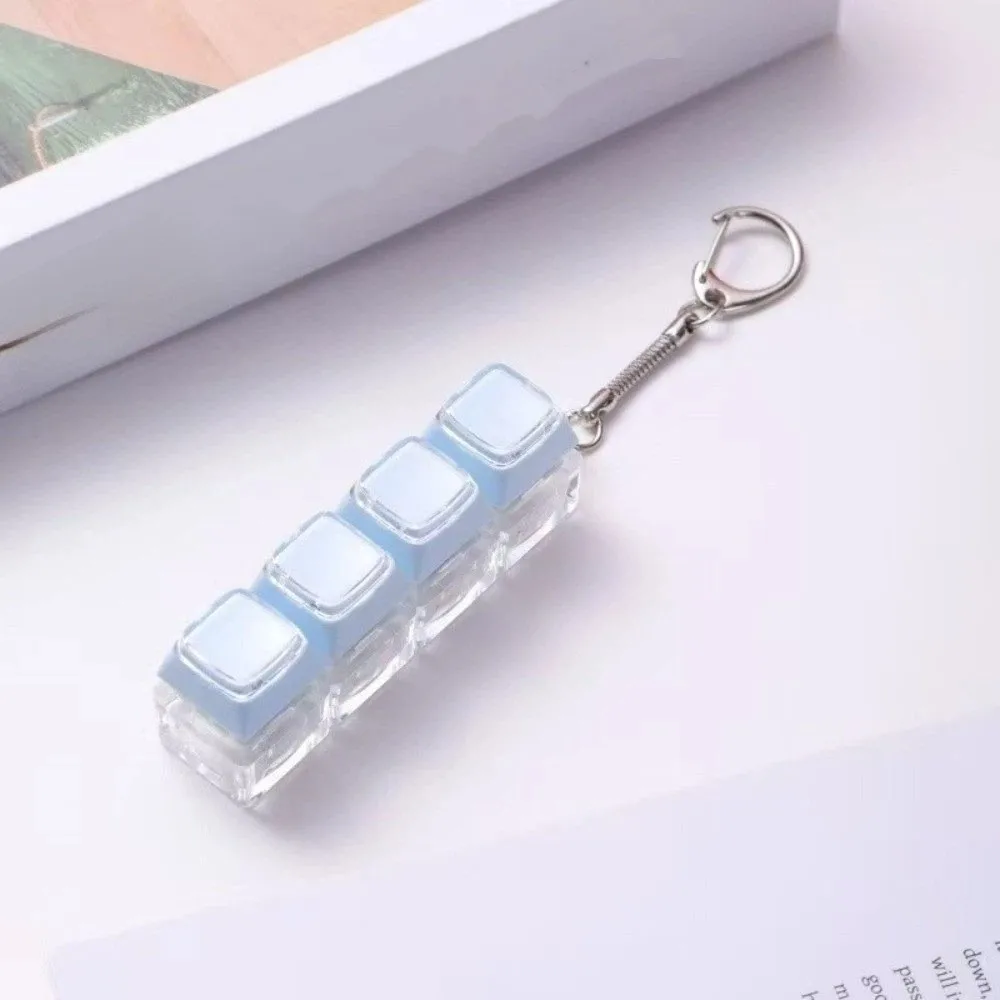 4 Keys Button Keycap Keychain Bag Charms Hanging Decoration Keyboard Fidget Keychain Funny Pendant Fidget Clicker Bag Key Decor