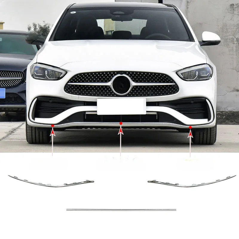 Gloss Black/ Chrome Front Bumper Grille Lower Strip Trim for Mercedes-Benz C-Class W206 C200 C260 2022-2024