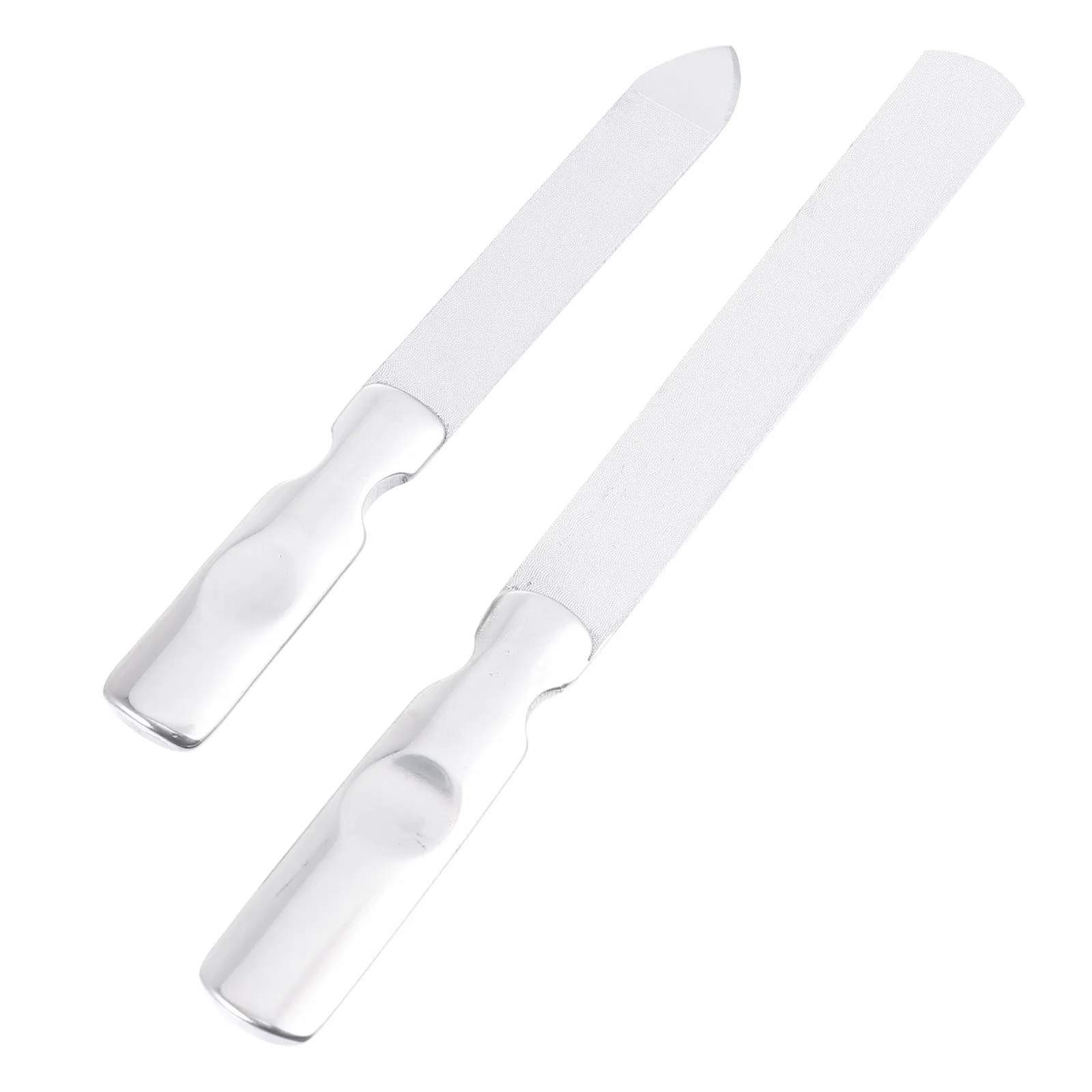 

2 набора пилок для ногтей из нержавеющей стали, двусторонние, прочные, износостойкие, для маникюра и педикюра, для придания формы и полировки ногтей, в футляре