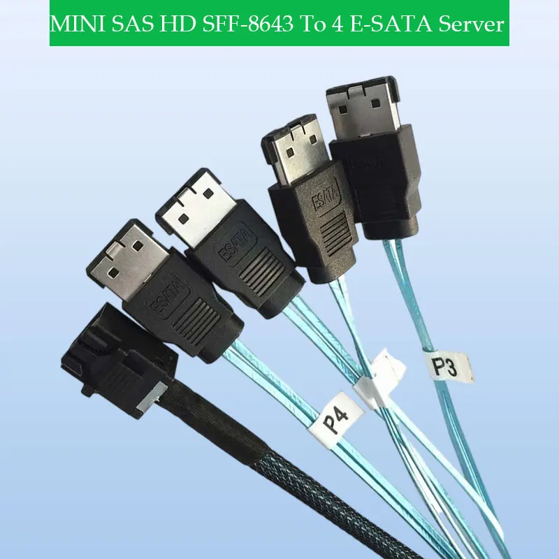 

ADT-Link MINI SAS HD SFF-8643 To 4 E-SATA Server Storage Hard Disk High Speed Cable Length Optional 0.5M 1M