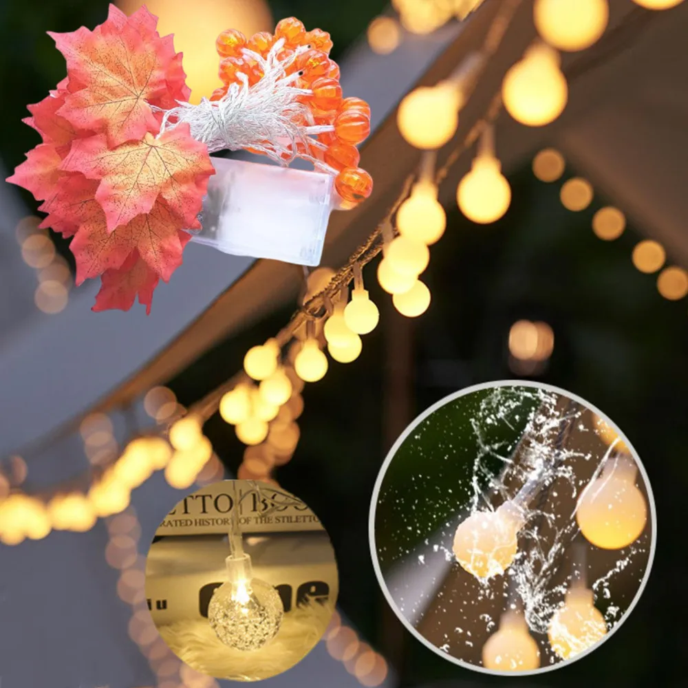 LED Fairy String Light Crystal Ball Snowflake Cherry Stars Christmas Wedding Party Holiday Lighting 10/20/40/80LEDs RGB White