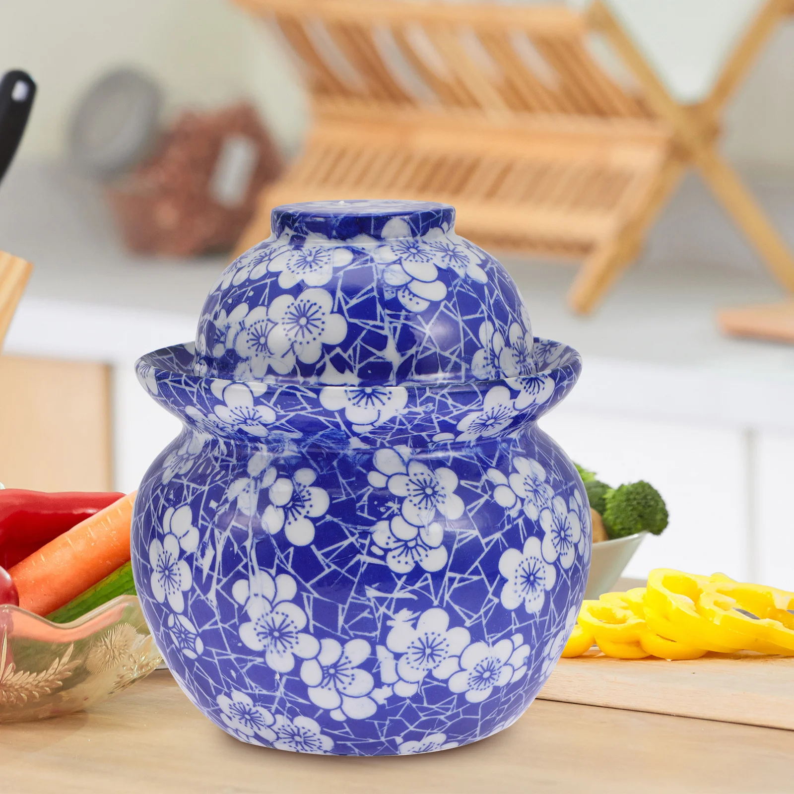 

Kimchi Storage Jar Ceramic Food Container Compact Design Sealed Lid Home Use Ceramic Pickles Jar Home Storage Pot